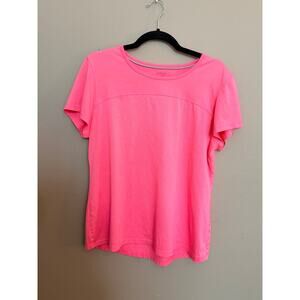 Danskin Women's Active Scallop High Low Hem T Shirt Pink Short Sleeve XL EUC